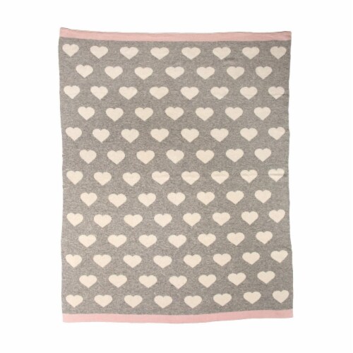 Grey And Ivory Hearts Knitted Baby Blanket Grey And Ivory Hearts Knitted Baby Blanket