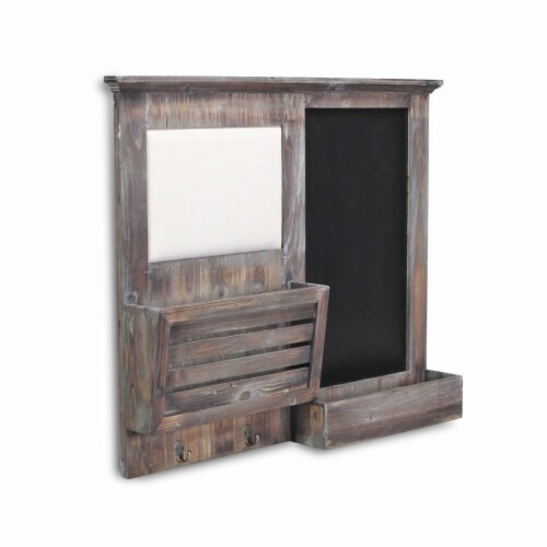 Gray Wooden Wall Chalkboard With Side Storage Basket Gray Wooden Wall Chalkboard With Side Storage Basket