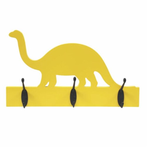 HomeRoots  Dinosaur Hanging Hooks Wall Decor&#44; Yellow Perspective: front