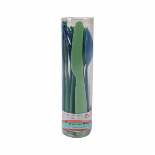 Little Table 9 Pc Poly Pro Flatware-Cool Blue/Green Perspective: front