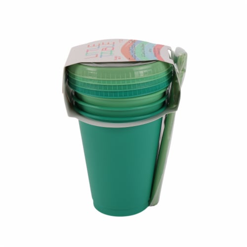 Little Table 17 oz Tumbler with Lid and Straw- Greens Perspective: front
