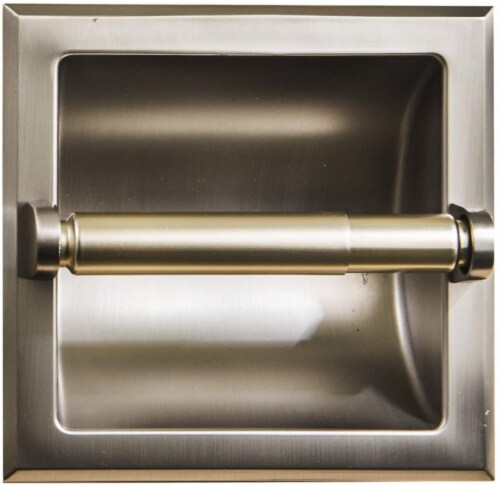 ATAYAL Recessed Toilet Paper Holder, Metal, Easy Installation, Satin Nickel Perspective: front