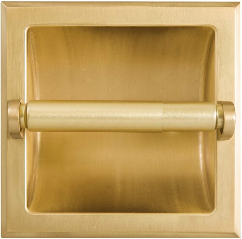 ATAYAL Recessed Toilet Paper Holder, Metal, Easy Installation, Satin Brass Perspective: front