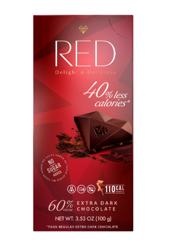 RED No Sugar Extra Dark Chocolate Bar Perspective: front
