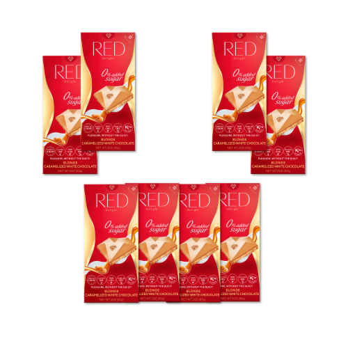 RED Chocolate Blonde Caramelized White Chocolate: 8 Pack - Size: 3oz ( Perspective: front