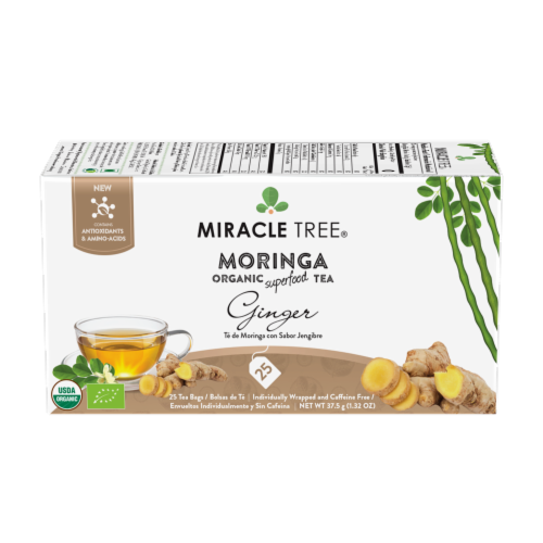 Miracle Tree Organic Moringa Ginger Tea Perspective: front