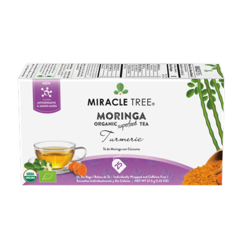 Miracle Tree Organic Moringa Turmeric Tea Bags Perspective: front