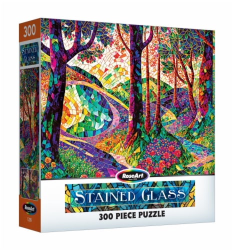 RoseArt® Stained Glass The Long and Winding Road Jigsaw Puzzle Perspective: front