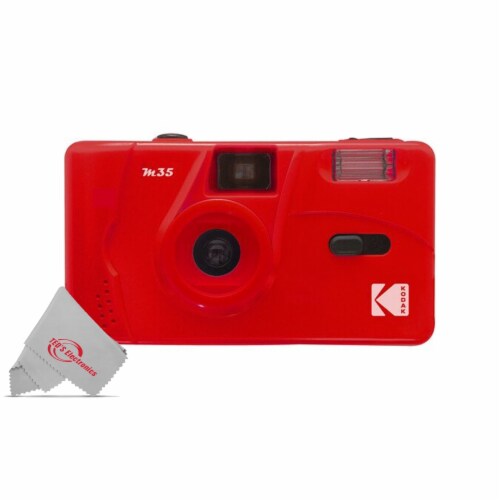 Kodak Vintage Retro M35 35mm Reusable Film Camera with Flash Flame Scarlet Red Perspective: front
