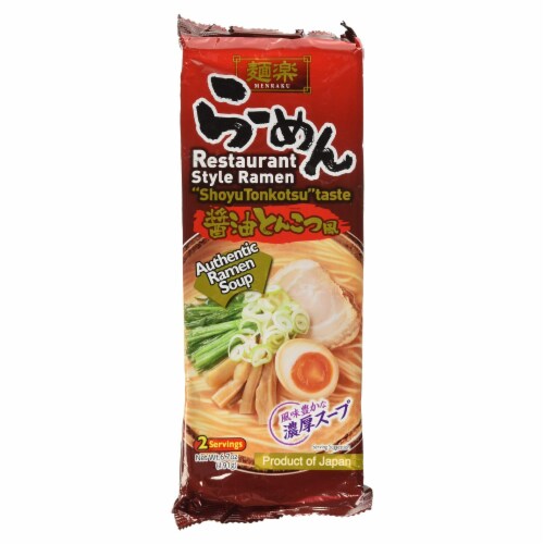 Menraku Restaurant Style Shoyu Tonkotsu Ramen Soup Perspective: front