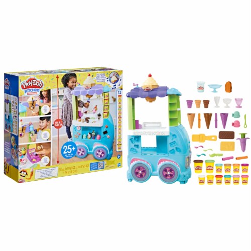 Play-Doh Ice Cream Truck Playset, Pretend Play Toy for Kids 3