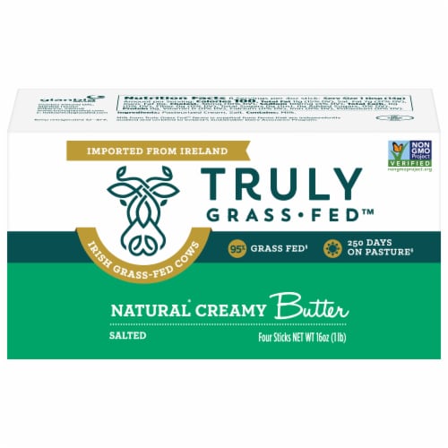 Truly Grass Fed Natural Creamy Salted Butter Sticks Perspective: front