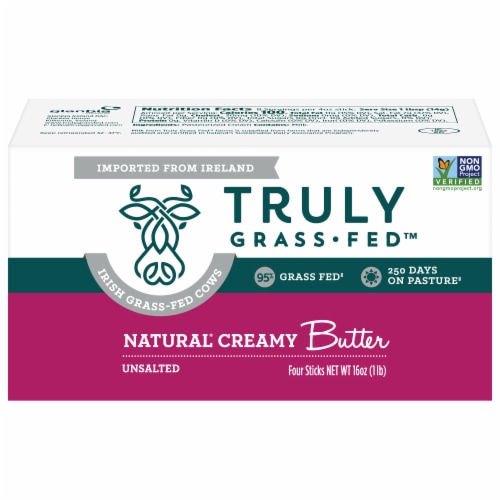 Truly Grass Fed™ Natural Creamy Unsalted Butter Sticks Perspective: front