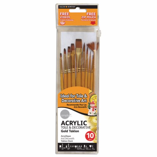 Daler-Rowney Simply Acrylic Gold Taklon Paint Brushes Perspective: front
