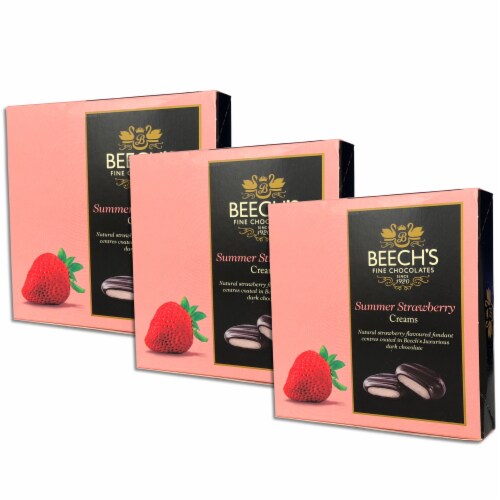 Beech's Fine Chocolates | Dark Chocolate Strawberry Creams | Vegan Friendly| 3 Pack 90g Each Perspective: front