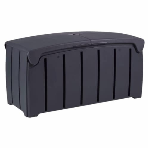 Strata Products Outdoor 85 Gallon Garden Storage Box with Double Door Lid, Black Perspective: front