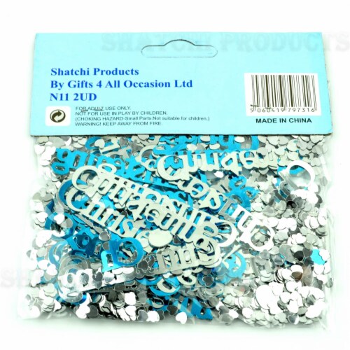 4 Pk 14g Each Blue Christening Glitz Table Confetti Party Sprinkles Decorations Perspective: front