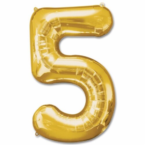 16  Gold Number 5 Balloon Inflatable Banner Party Bunting Decorations Perspective: front