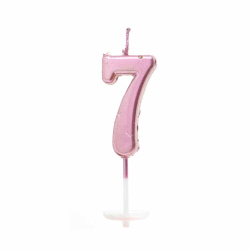 Number Candle Pink 7 Candle Birthday Anniversary Party Cake Decorations Topper Perspective: front
