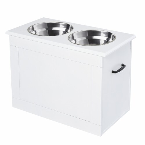 Raised Pet Bowls with Storage Function 2 Stainless Steel Dog Bowls