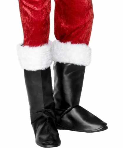 Mens Black Santa Boot Top Covers Medieval Peter Pirate Fancy Dress ...