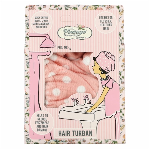 The Vintage Cosmetic Company Pink Polka Dot Hair Turban Perspective: front