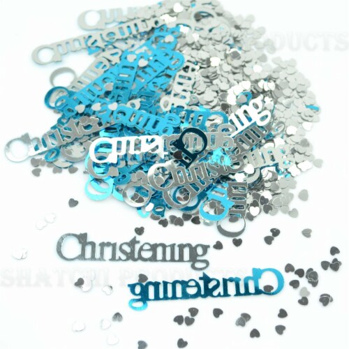 2 Pk 14g Each Blue Christening Glitz Table Confetti Party Sprinkles Decorations Perspective: front