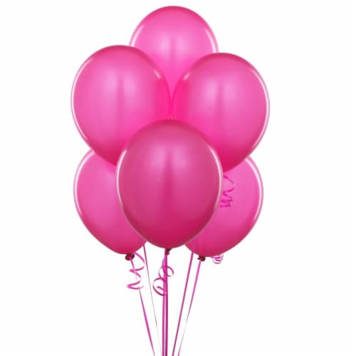 25 Fuchsia Pink Balloons Party Decorations Birthday Wedding Helium Air Plain Perspective: front