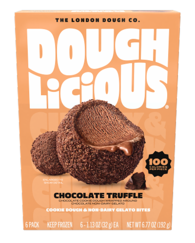 Doughlicious Chocolate Truffle Cookie Dough & Gelato Bites (6x1.13oz) Perspective: front