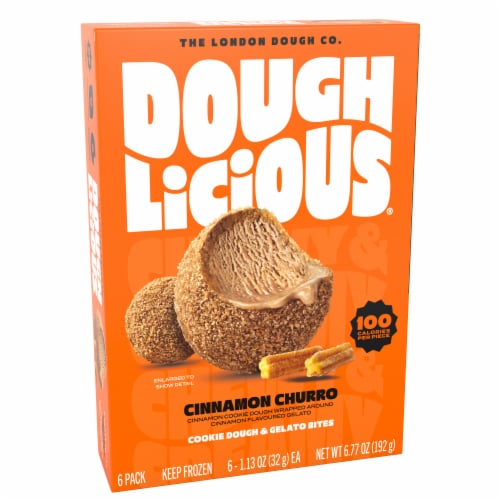 Doughlicious Cinnamon Churro Cookie Dough & Gelato Bites (6x1.13 oz) Perspective: front