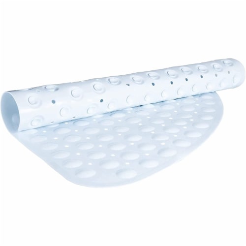 TranquilBeauty Curved White Shower Mat 54x54cm/21x21in | Non-Slip Perspective: front