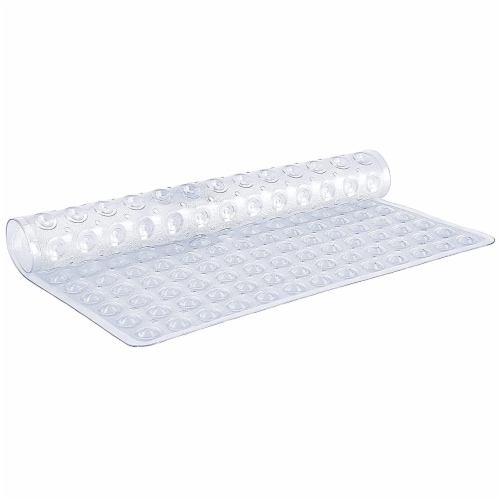 TranquilBeauty 35 x 16 Clear Rectangular Non-Slip Diamond Cut Bath Mat with Suction Cups