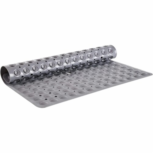 TranquilBeauty Square Solid Grey Shower Mat 53x53cm | Anti-Slip, Machine-Washable Perspective: front