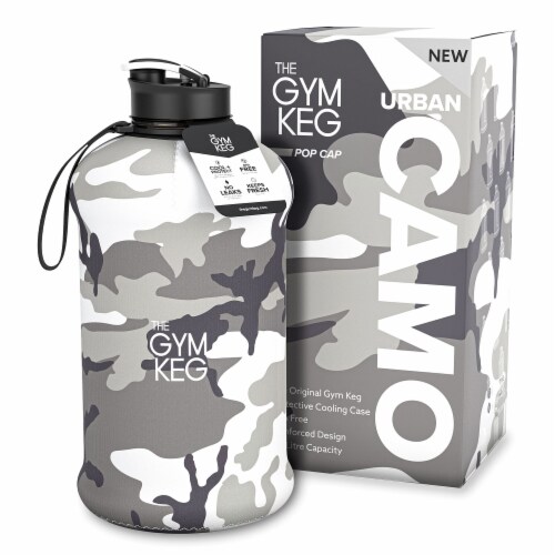 THE GYM KEG Sports Water Bottle | Urban Camo | Insulated | 2.2L Perspective: front