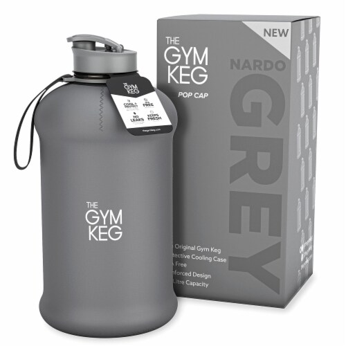 THE GYM KEG Nardo Grey 74oz | Half Gallon | Water Bottle | Carry Handle | Sport & Reusable Perspective: front