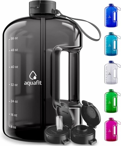 AQUAFIT - Water Bottle with Straw - Motivational Water Bottle, Big Water  Bottle with Time Marker - 1 Gallon, Clear