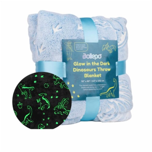Glow in The Dark Throw Blanket Dinosaurs Design Soft Fuzzy Plush