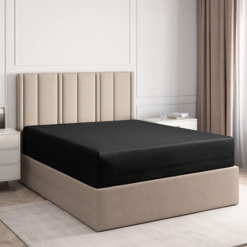CGK Linens Deep Pocket 14 - 16 Inch Microfiber Fitted Sheet - King - Black Perspective: front