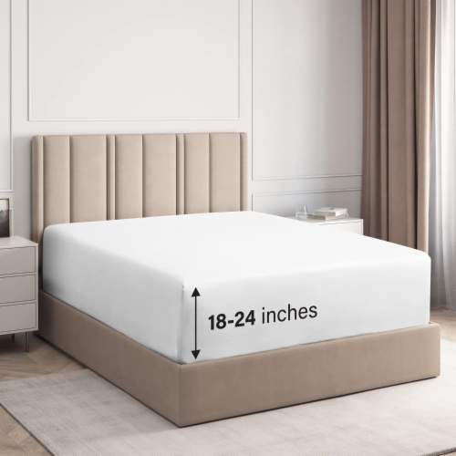 CGK Unlimited Extra Deep Pocket Microfiber Fitted Sheet - Twin Extra Long - White Perspective: front
