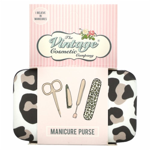 The Vintage Cosmetic Company Manicure Purse Leopard Print Perspective: front