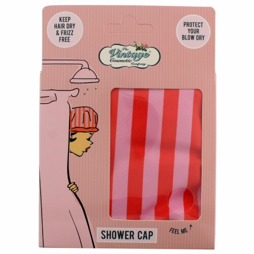 The Vintage Cosmetic Company Candy Striped Shower Cap Perspective: front