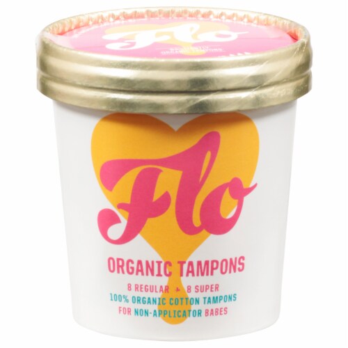 FLO Non-Applicator Organic Tampons Perspective: front