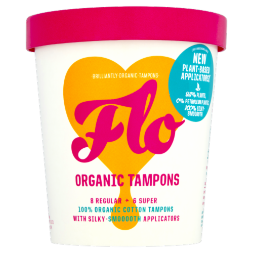 FLO Eco-Applicator Organic Tampons Perspective: front