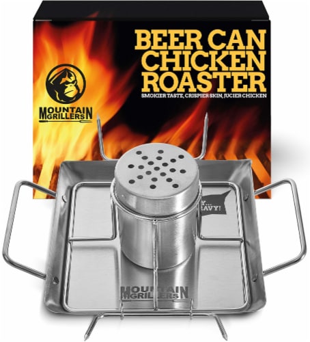 MOUNTAIN GRILLERS Beer Can Chicken Roaster Stand - Stainless Steel Holder Perspective: front