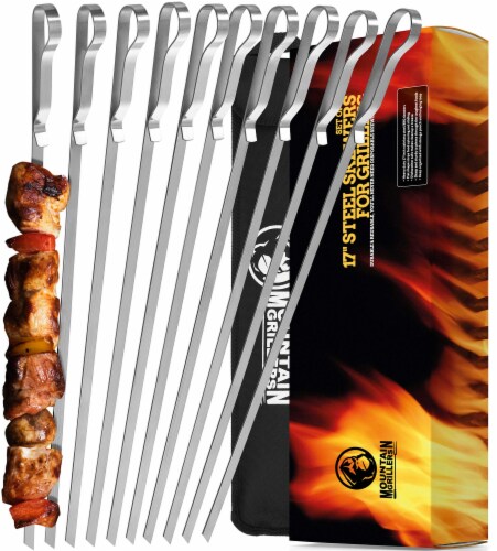 MOUNTAIN GRILLERS BBQ Skewers 10 Reusable Metal Kabob Sticks