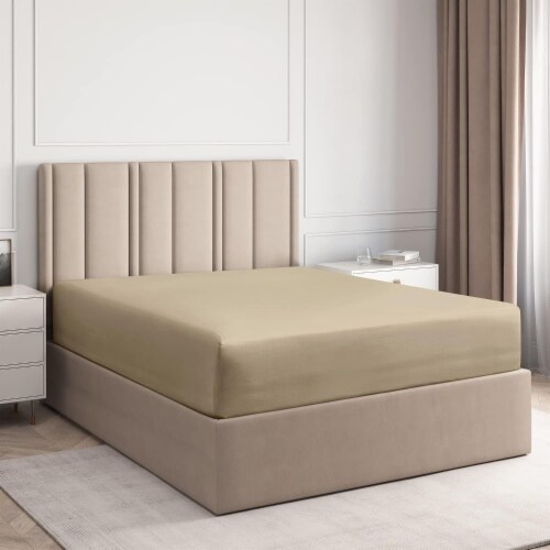 CGK Linens Deep Pocket 14 - 16 Inch Microfiber Fitted Sheet - King - Cream Perspective: front