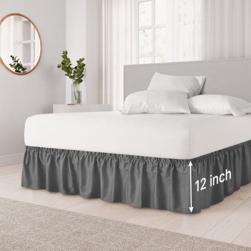 Dark gray bed skirt queen sale