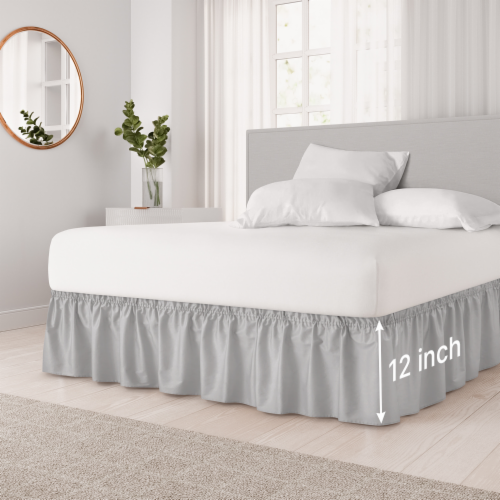 Gray ruffle bed skirt queen hotsell