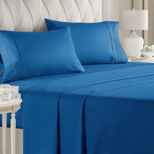 CGK Linens 4 Piece Microfiber Sheet Set King Royal Blue King Jay C Food Stores