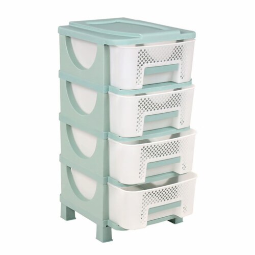 Homeplast Venus 30 In Tall Plastic 4 Drawer Home Storage Organizer Shelf, Green Perspective: front